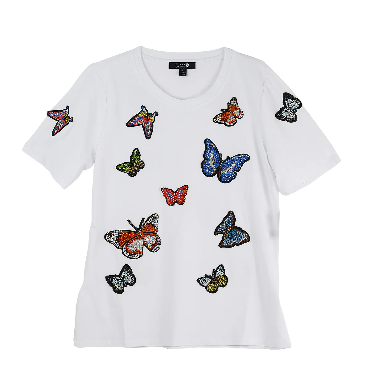 A.Z.I. Short Sleeve Embellished Butterfly Tee (Z13443)(Two Colors) - Image 3