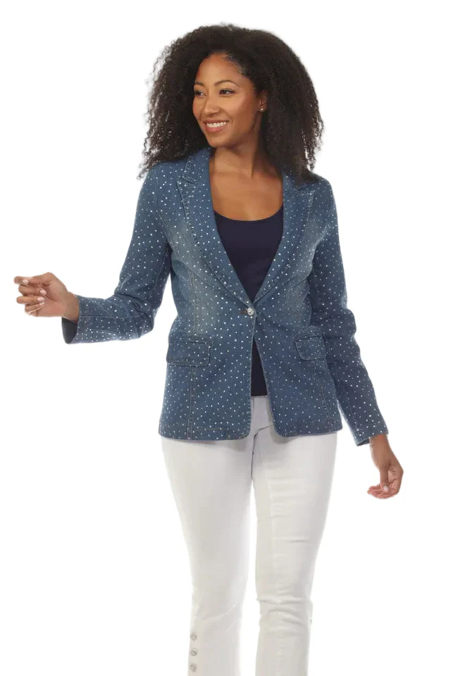 A.Z.I. Denim Blazer with Stones (Z13356)( Indigo)