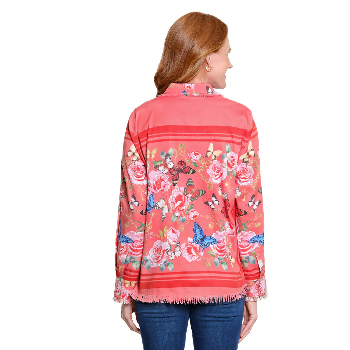 Ali Miles Woven Button Front Butterfly Jacket (Coral)(A16224BM) - Image 2
