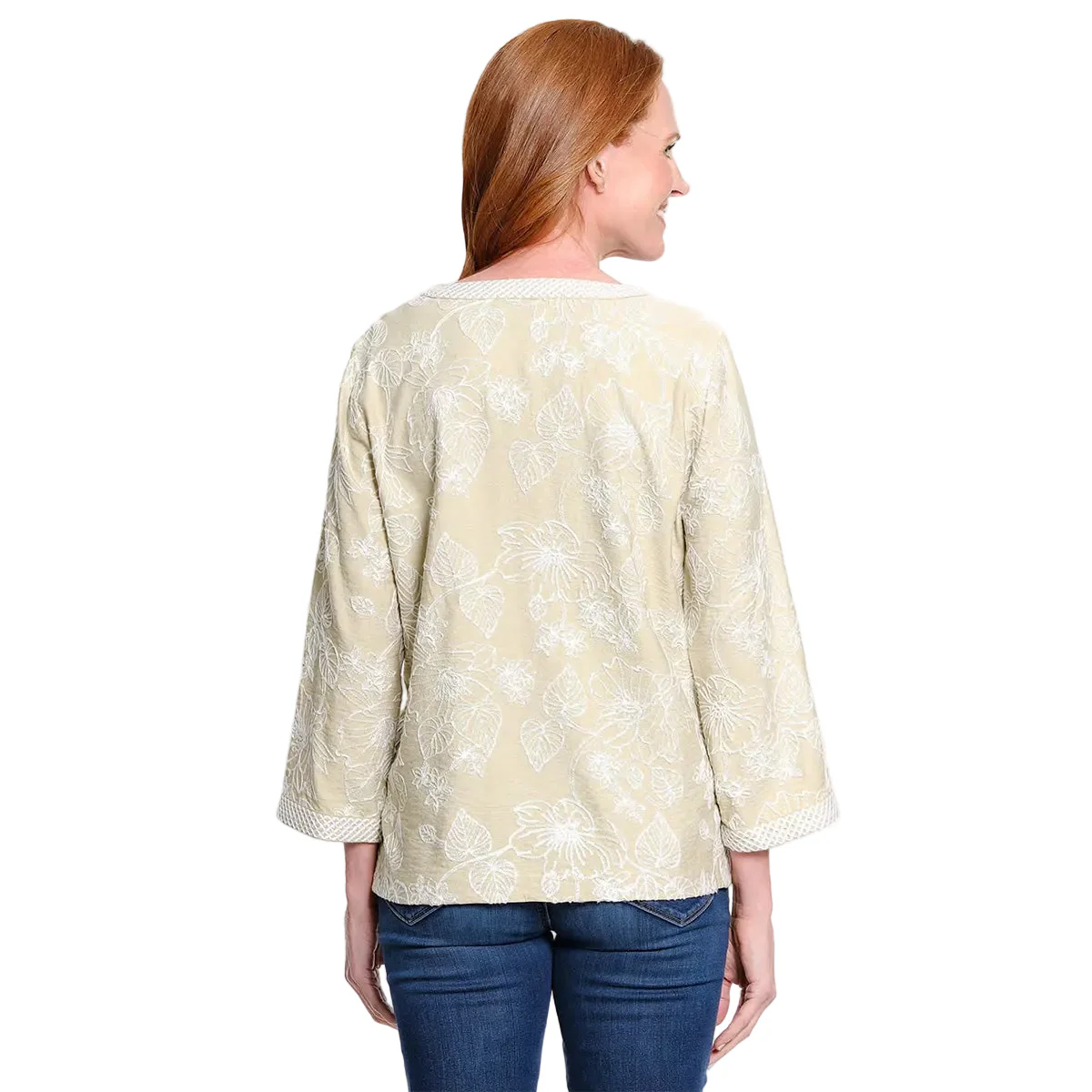 Ali Miles Woven Embroidered Tunic (A16209TM)(Taupe) - Image 2