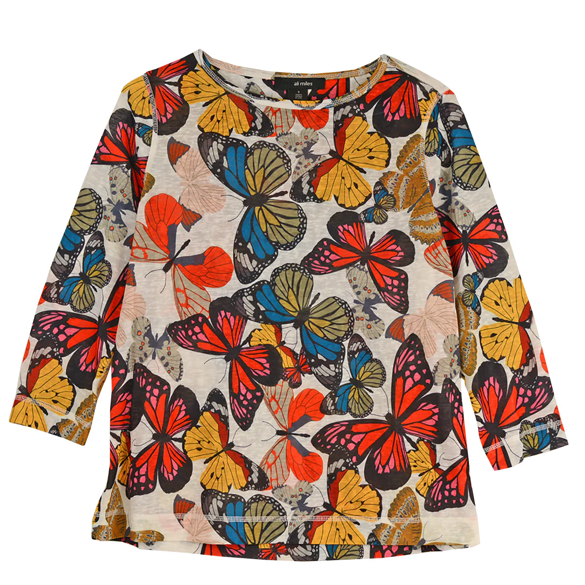 Ali Miles Knit Butterfly Multi Round Neck Pop Over Tunic - Image 2