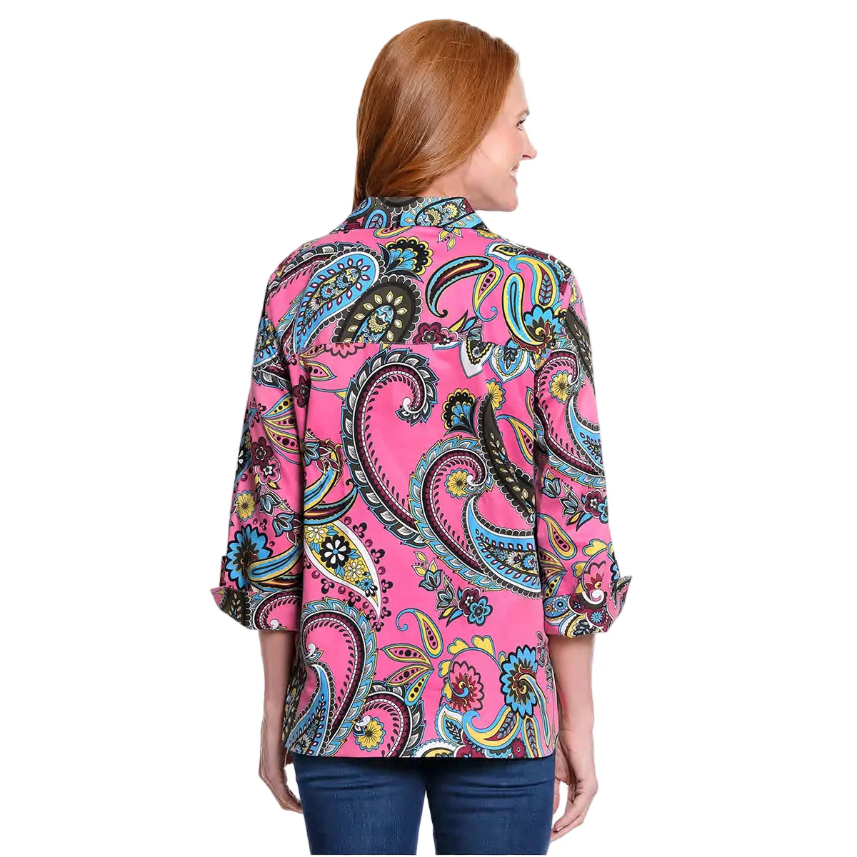 Ali Miles Woven Large Multi Paisley 3/4 Cuff Sleeves (A16207TM) - Image 2