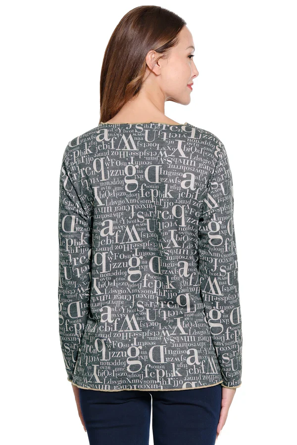 Ali Miles Reversible Alpha Print Floral Knit Tunic - Image 4