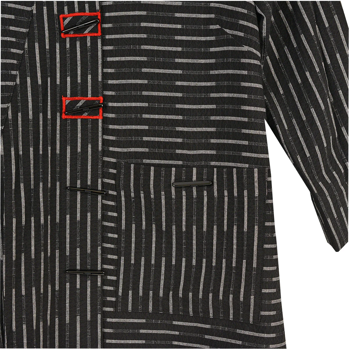 Ali Miles Woven Grey Button Front Tunic Jacket - Image 2