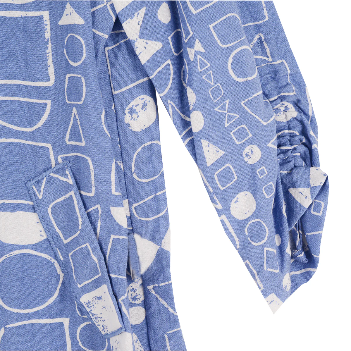 Ali Miles Woven Geo Full Button Front Point Collar Tunic (BLU/WHT) - Image 5