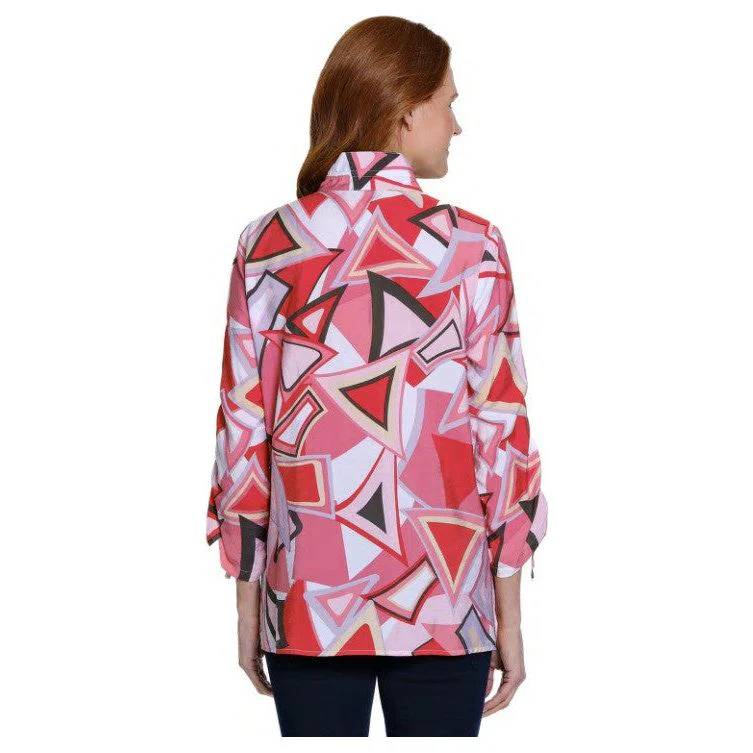 Ali Miles Woven Geo Pattern Pop-Over Tunic (PNK) (A25618TM) - Image 2