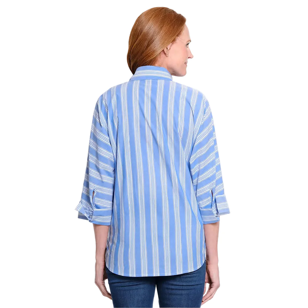Ali Miles Woven Yarn Dyed Pop Over (A26405TM) (Blue Stripe) - Image 2
