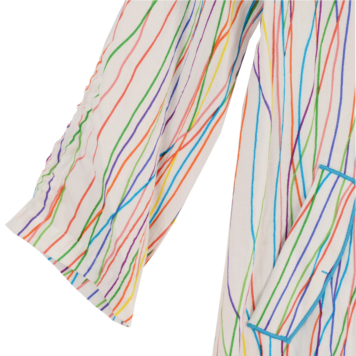 Ali Miles Woven Full  Button Front Point Collar Tunic (WHT/MULTI) - Image 3