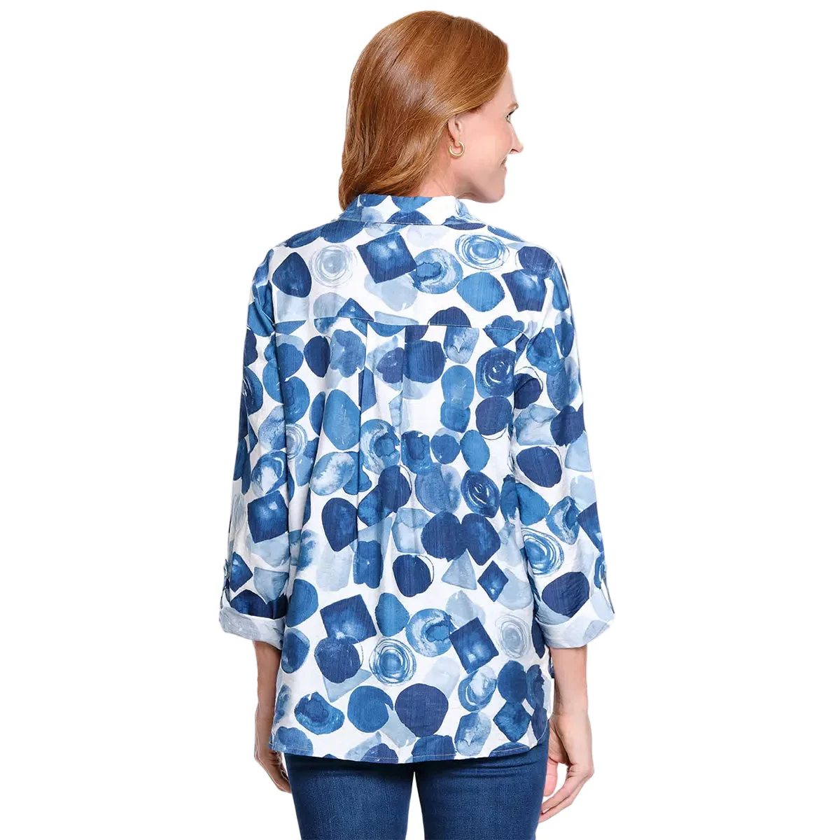 Ali Miles Multi Indigo Dot 3/4 Sleeve Blouse (Dot Multi)( A16217BM) - Image 2