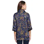 Ali Miles Woven Shimmer Printed Button Front Wire Collar Tunic - Image 2