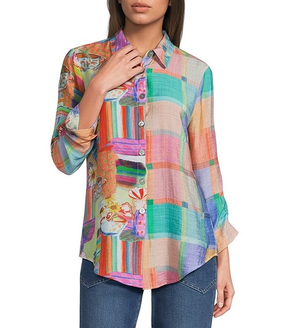 Ali Miles Woven Square Print 3/4 Tunic (A16218BM) - Image 3