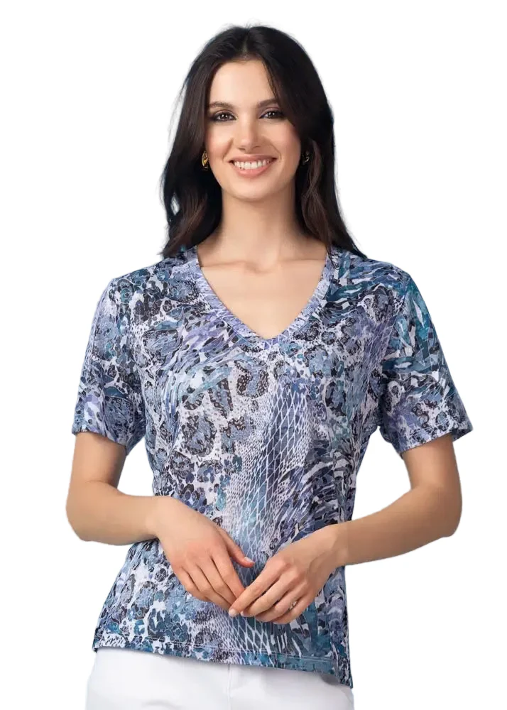 Alison Sheri V-neck Burn-Out Short Sleeve Top (A47115)