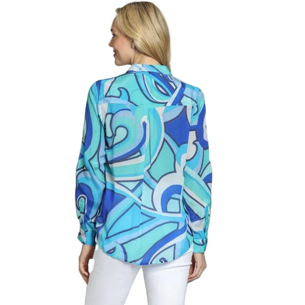 APNY Blue Multi Mod Print  Button Front Shirt - Image 2