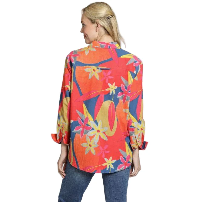APNY Boyfriend Bright Orange Floral Button Front Shirt (T19P/C-032D/CT) - Image 3