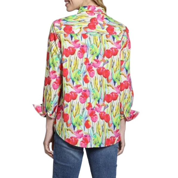 APNY Boyfriend Pink Poppies Button Front Shirt (T19P/B-796D/CT) - Image 2