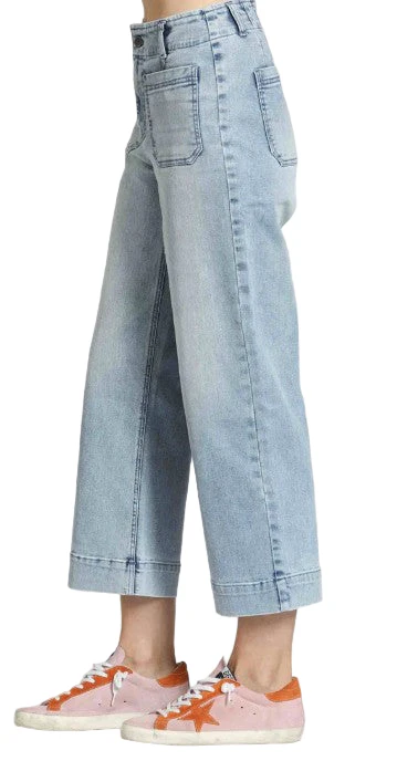 APNY Cropped Wide Leg Light Indigo Jeans (B168) - Image 3