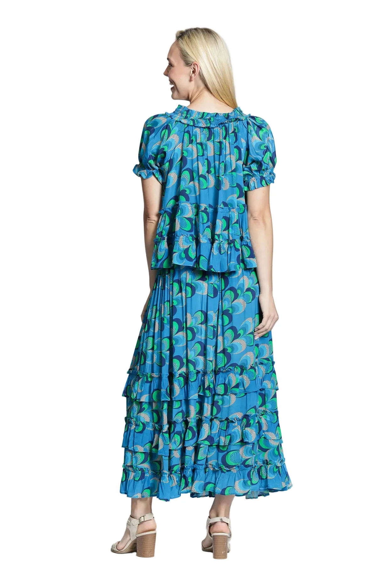 APNY Short Sleeve Top with Rouched Neck (T625P/C-655D/NC)(Blue lagoon) - Image 2
