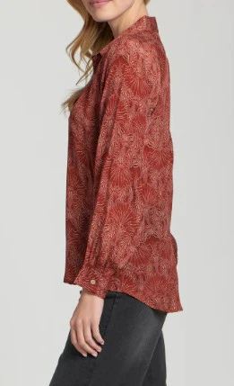APNY Half Placket Pullover Terracotta Shirt - Image 4