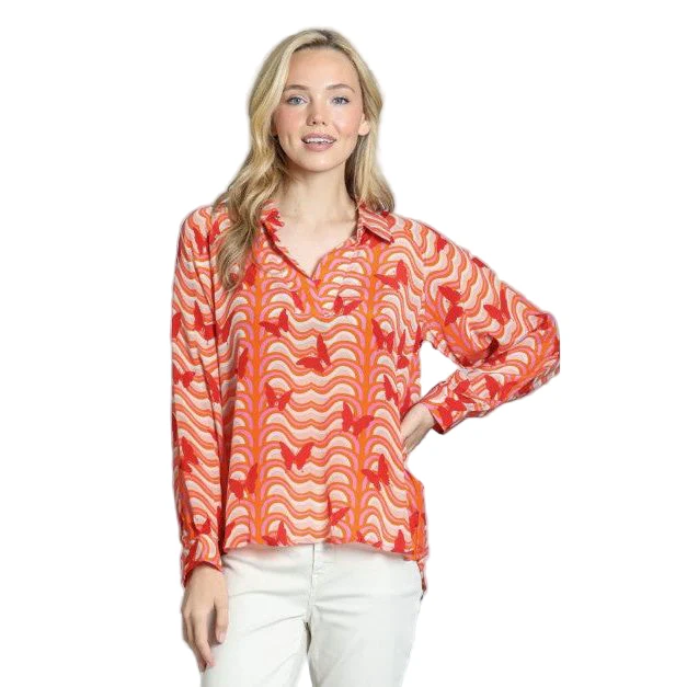 APNY Orange Print Pull-Over Top - Image 2