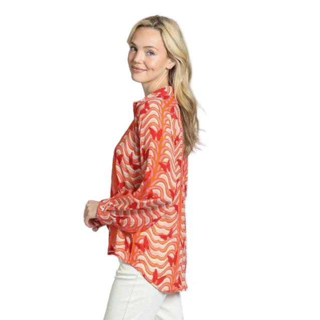 APNY Orange Print Pull-Over Top - Image 3