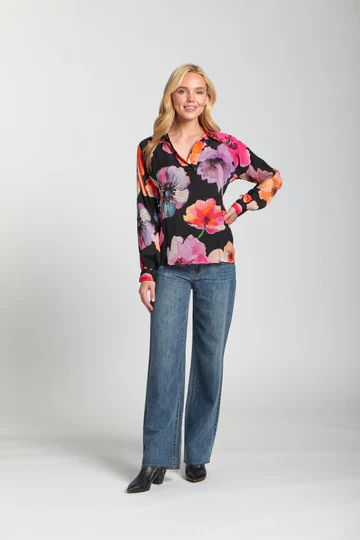APNY Bright Pink Multi Abstract Half Placket Pull Over Shirt (T16P/C-189D/NC) - Image 2