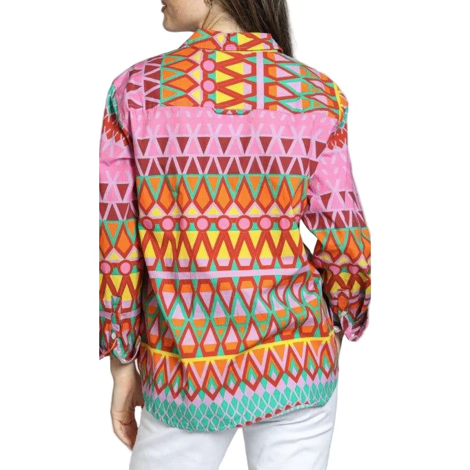APNY Pink Geometric Print Boyfriend Shirt - Image 2