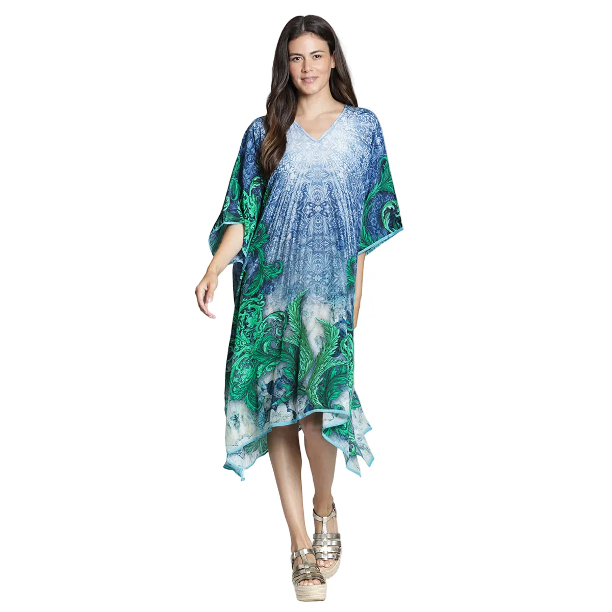 APNY Print Kaftan (101P/C-703D/NC (Blue/Green Multi )