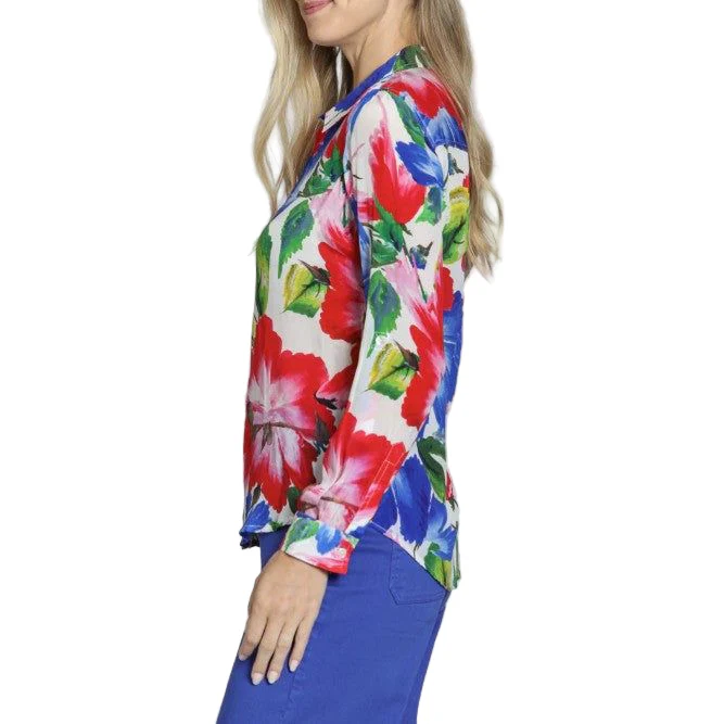 APNY Red Floral Button Front Sleeve Shirt - Image 3