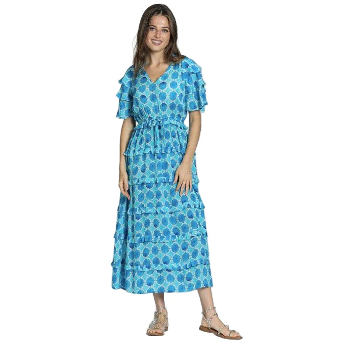 APNY Turquoise Print Ruffle Tiered Maxi Dress - Image 3