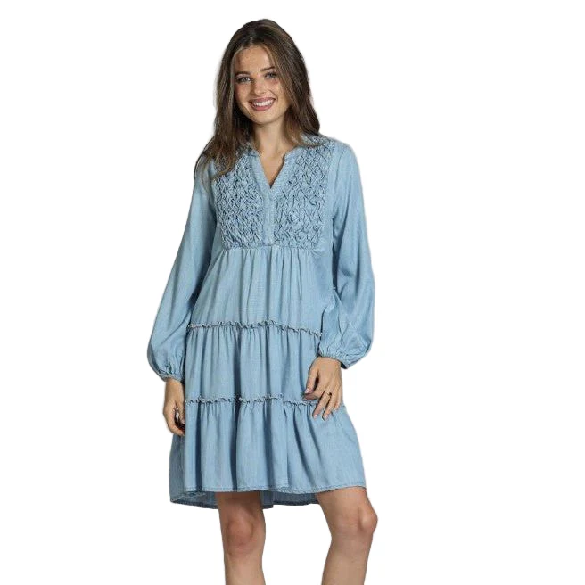 APNY Smocked Tiered Tencel Dress - Image 3