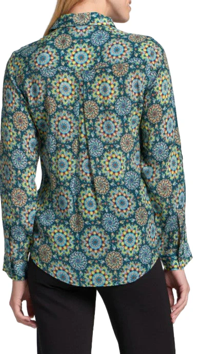 APNY Stained Glass Medallion Multi Roll Tab Sleeve Button Up Shirt (TEALGRN/MULTI) - Image 3