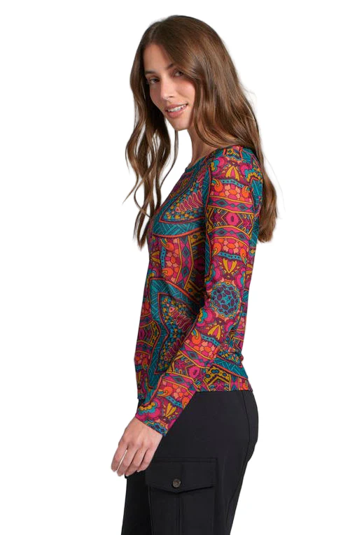 APNY Turquoise Print Mesh Pullover Shirt - Image 3