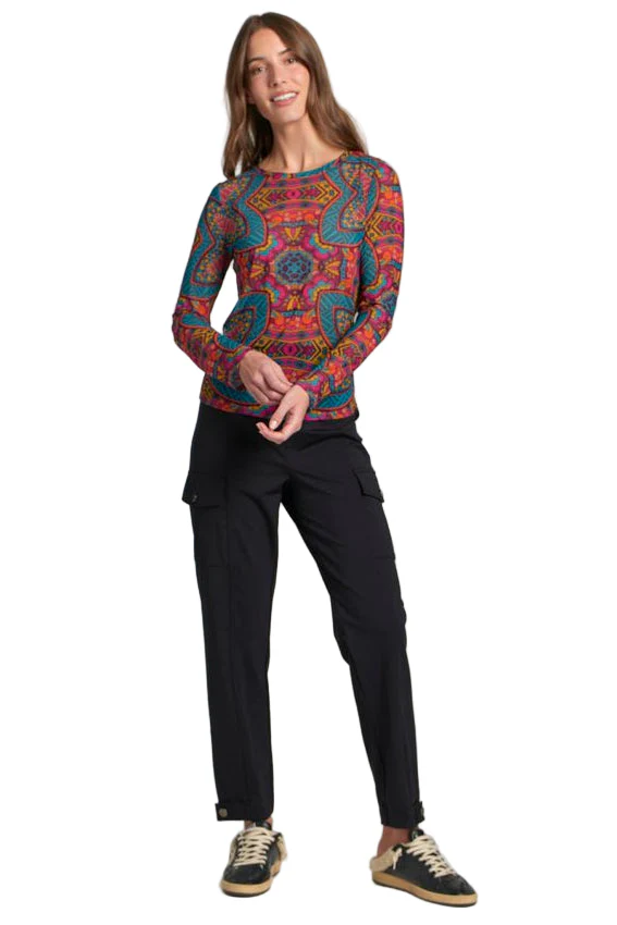APNY Turquoise Print Mesh Pullover Shirt - Image 4