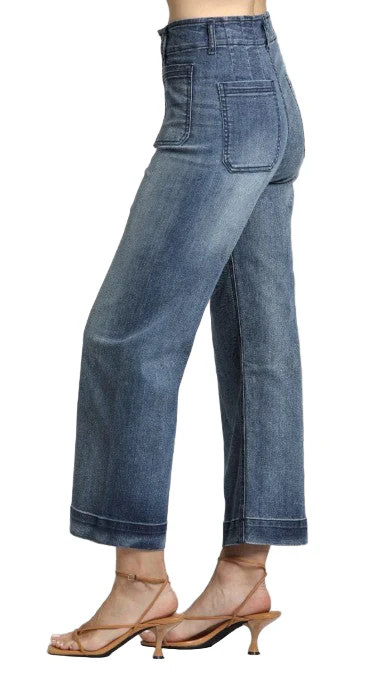 APNY Wide Leg Patch Pocket Crop Jeans (B168) (Indigo) - Image 3