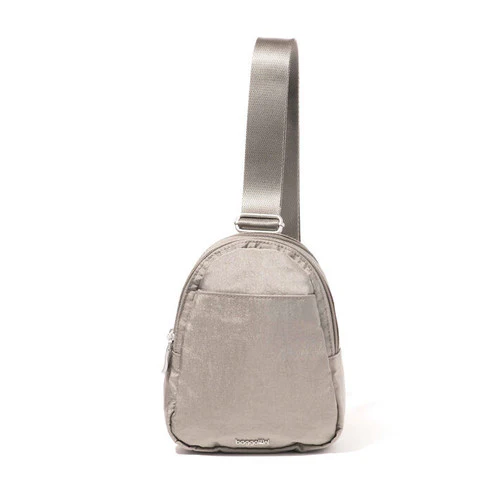 Baggallini Double Zip Mini Sling Sterling Shimmer( ZSL883) - Image 5