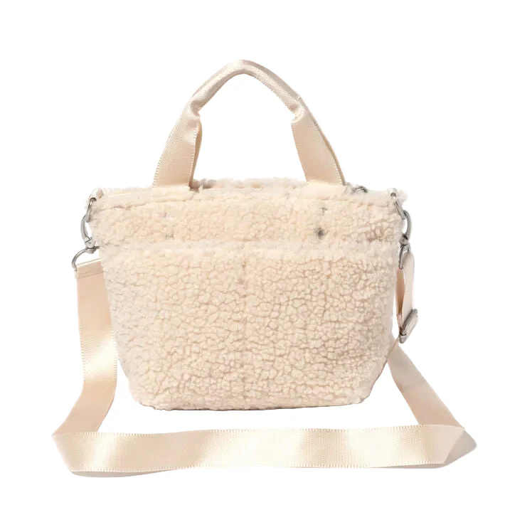 Baggallini Light Beige Faux Shearling Mini Carryall Tote - Image 2