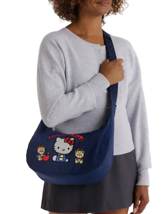 Baggu Medium Crescent Bag - Embroidered Hello Kitty & Teddy - Image 2