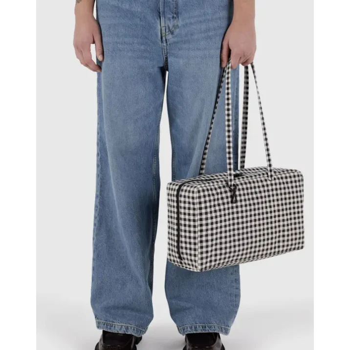 Baggu Medium Nylon Bowler Bag - Black & White Gingham - Image 2