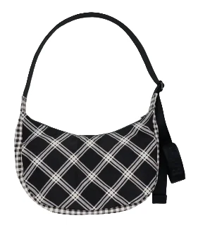 Baggu Medium Nylon Crescent Bag - Mixed Plaid - Image 2