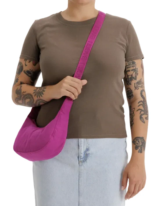 Baggu Small Nylon Crescent Bag - Deep Fuchsia - Image 2