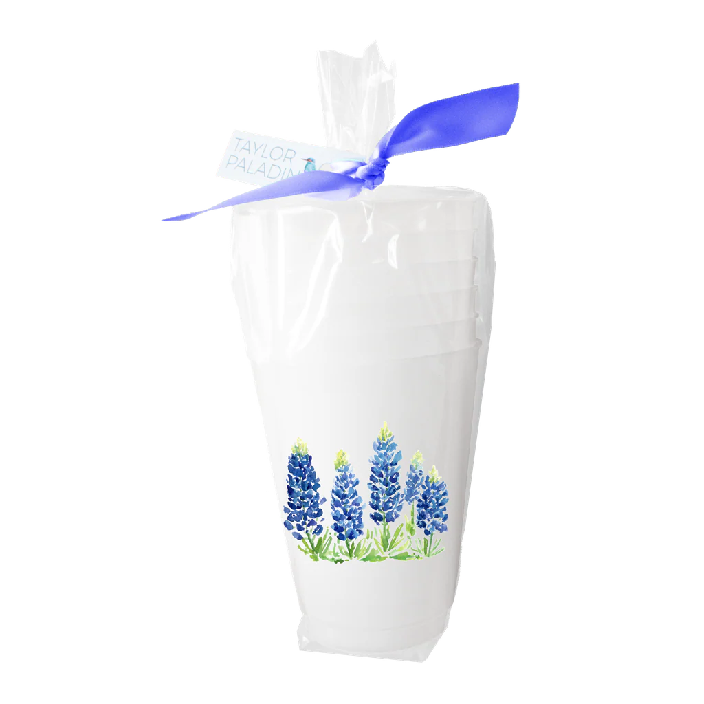 Taylor Paladino Texas Bluebonnet Field Frosted Plastic drink Cups | Set of 6