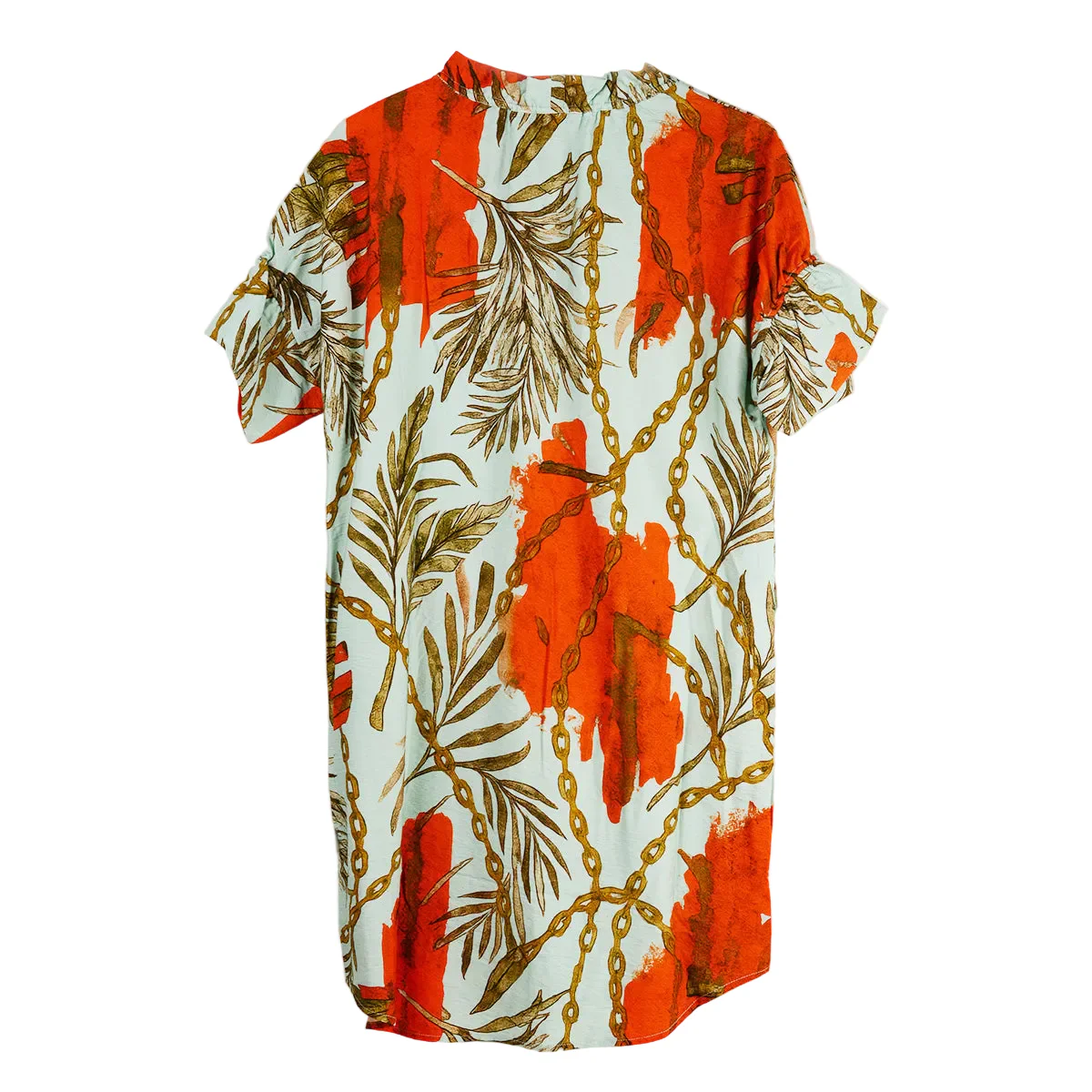 Boho Chic Abstract Fern Print Dress (11222420)(Red) - Image 2