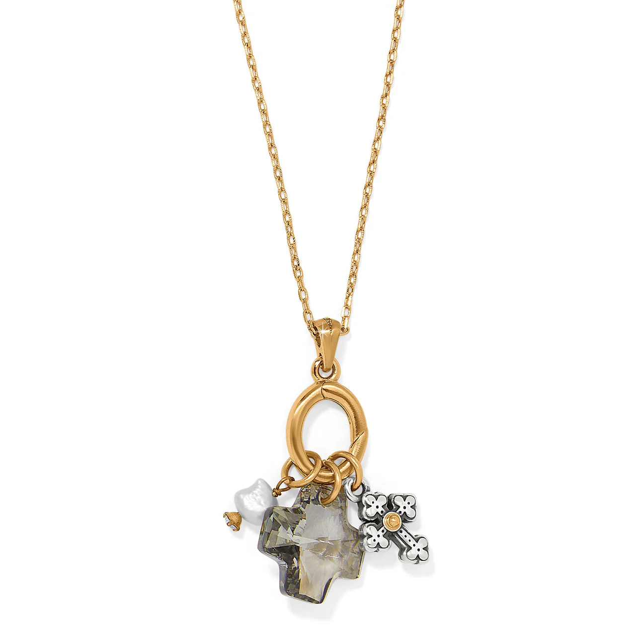 Brighton Heavenly Two-Tone Cross Charms Short Necklace