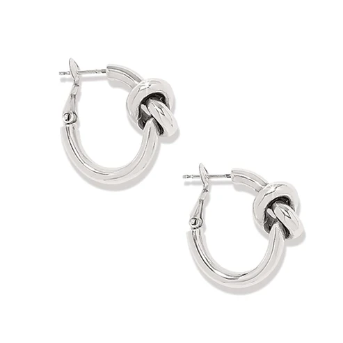 Brighton Interlok Silver Single Knot Hoop Earrings - Image 2