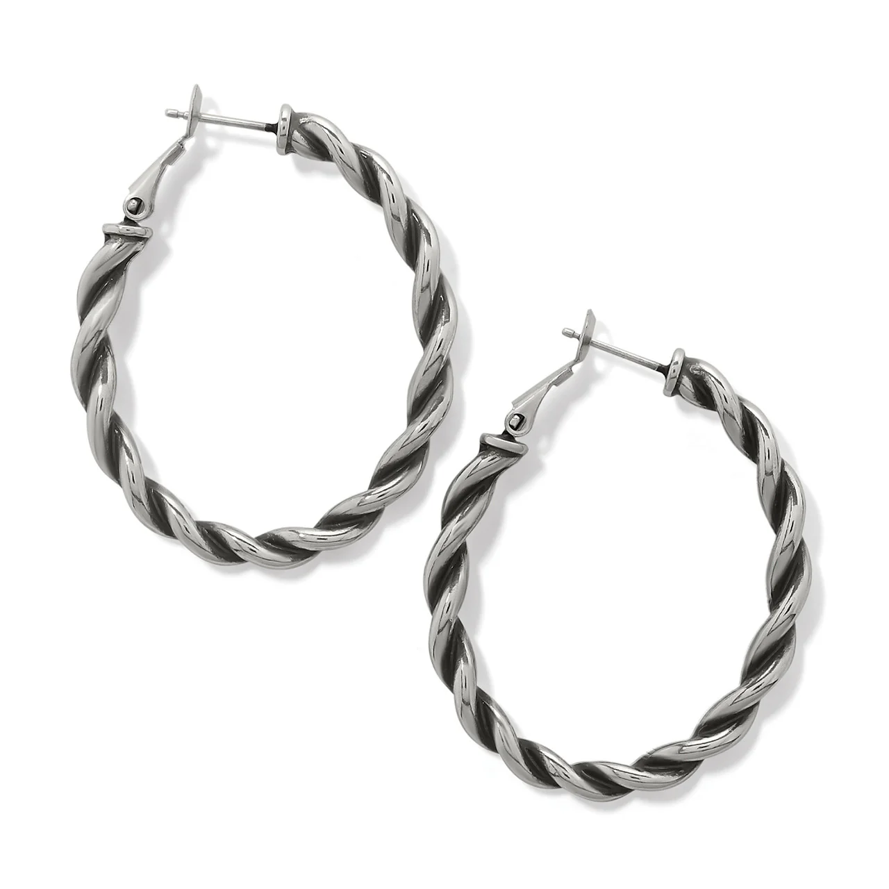 Brighton Interlok Twist Oval Leverback Hoop Earrings (SLV)