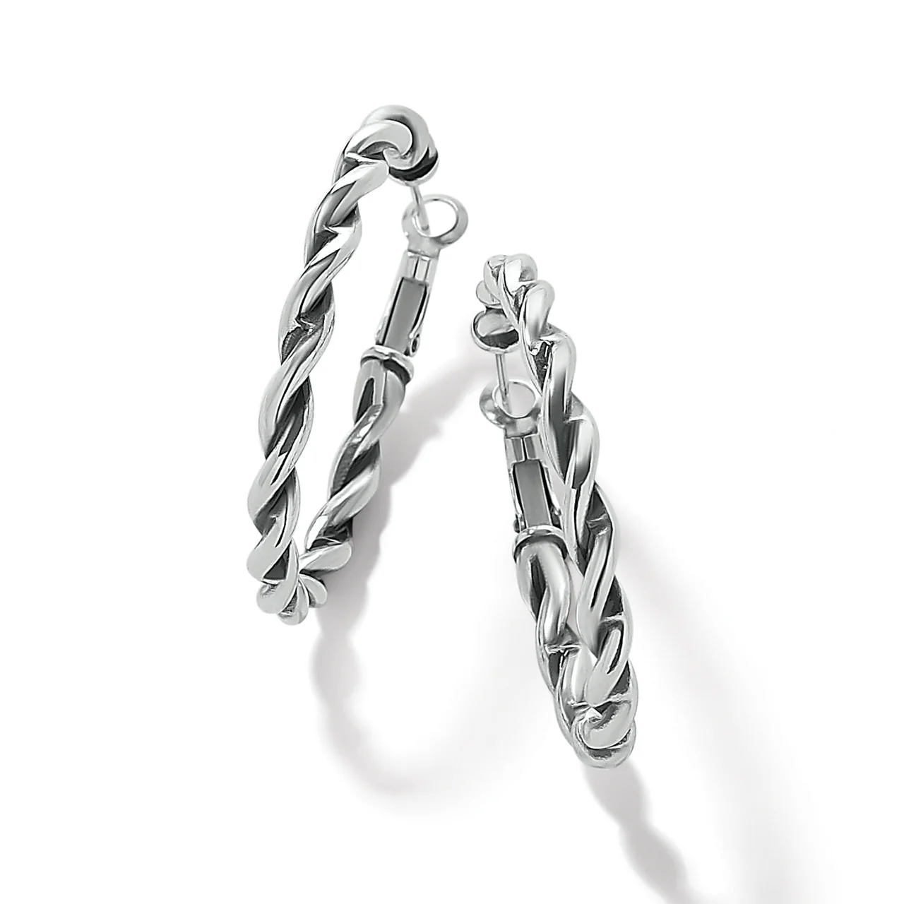 Brighton Interlok Twist Oval Leverback Hoop Earrings (SLV) - Image 2