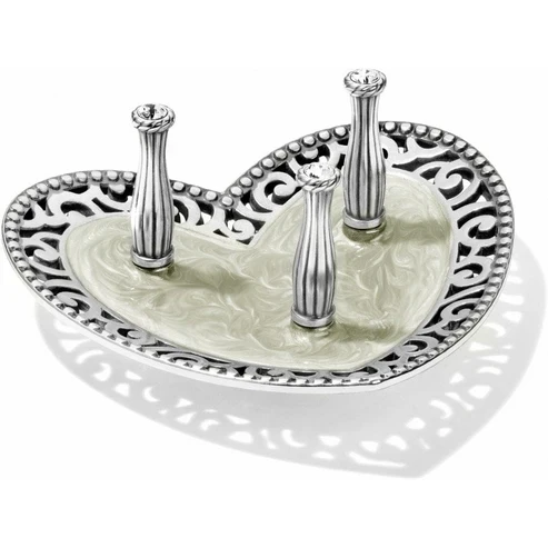 Brighton Lacie Daisy Heart Silver Ring Keeper