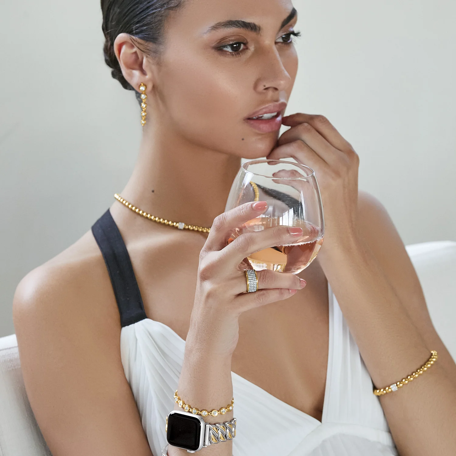 Brighton Meridian Petite Stretch Bracelet (GLD/CRSTL) - Image 2