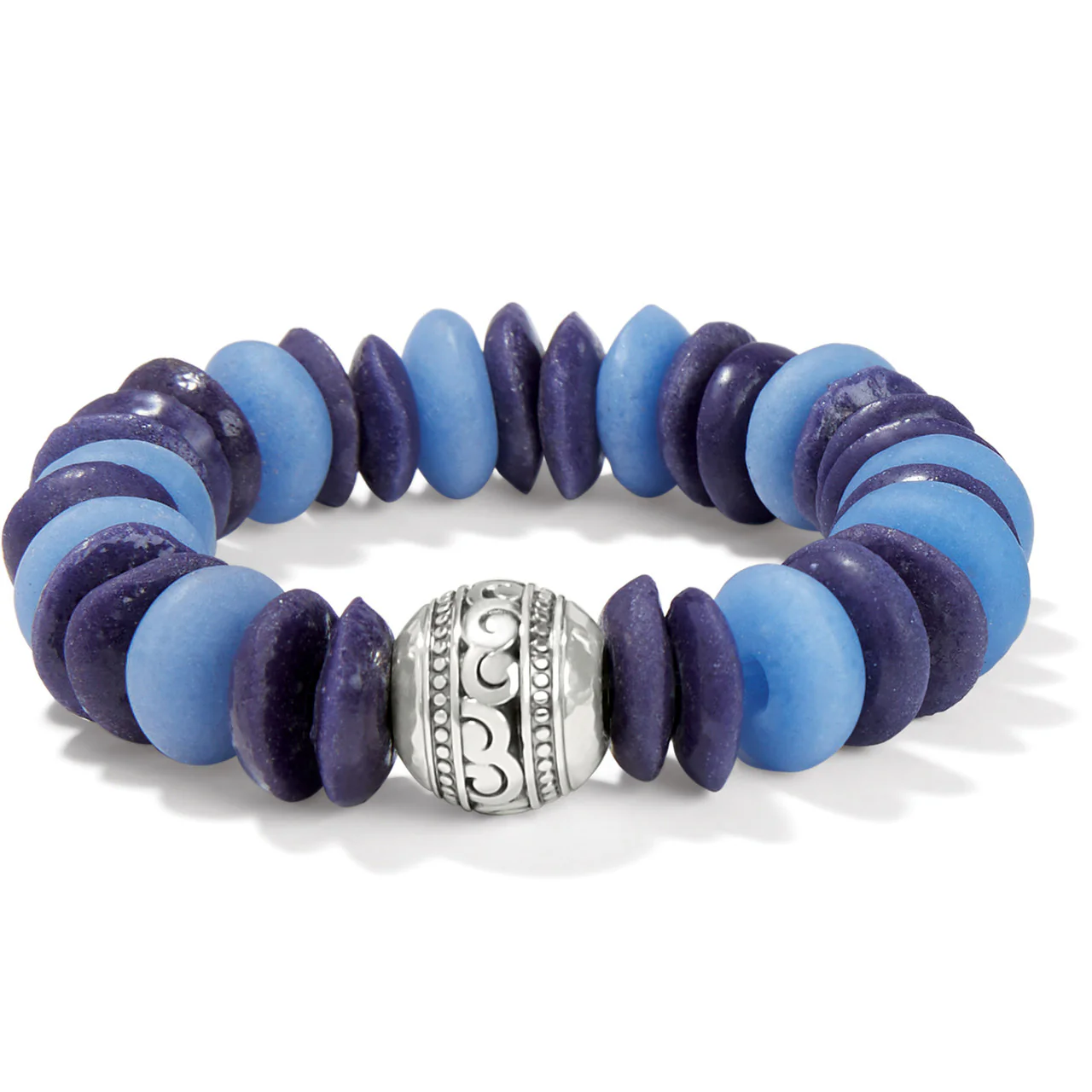 Brighton Mingle Shores Beaded Stretch Bracelet (BLU/SLV)