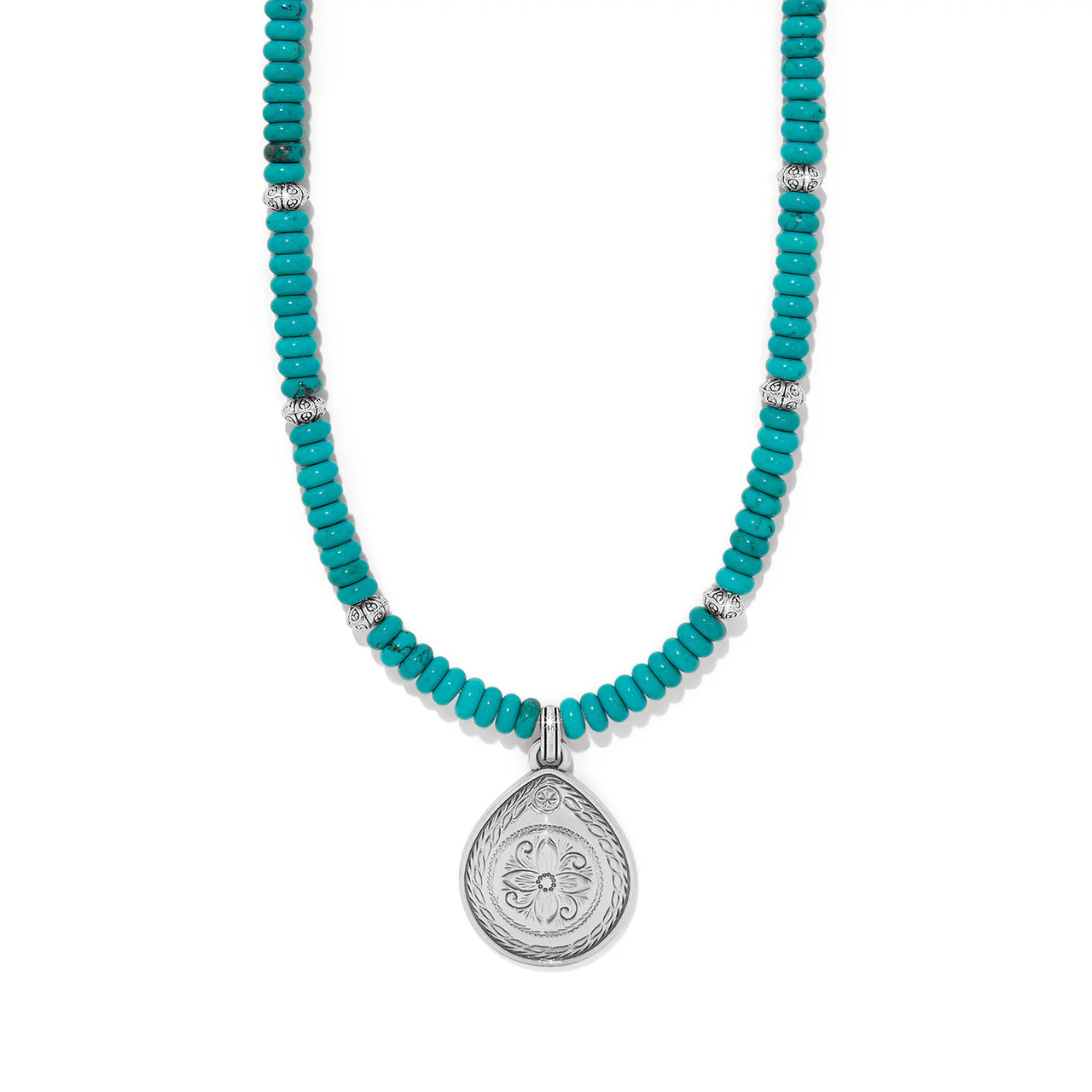 Brighton Mosaic Turquoise Beaded Teardrop Necklace (SLV) - Image 2